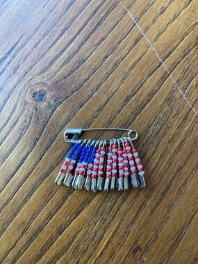 Patriotic Beaded Safety Pin Charm Cluster America250